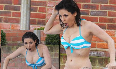 Roxanne Pallett Can T Hide Her Horror At The Cold As She Strips Down To A Bikini For Alfresco
