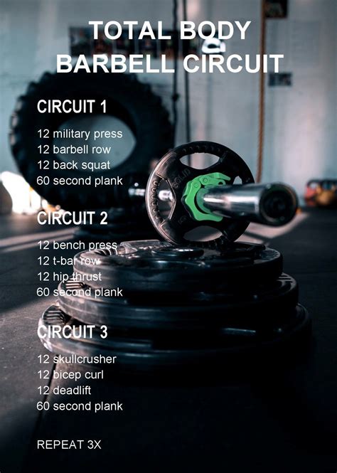 Total Body Barbell Circuit In 2020 With Images Barbell Workout