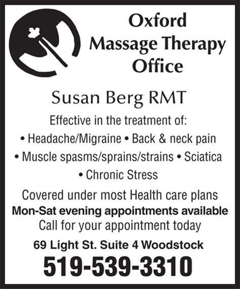 Oxford Massage Therapy Office Woodstock On 204 Huron