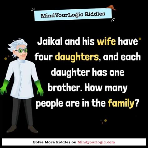 Jaikal And His Wife Have Four Daughters And Each Daughter H Riddles With Answers