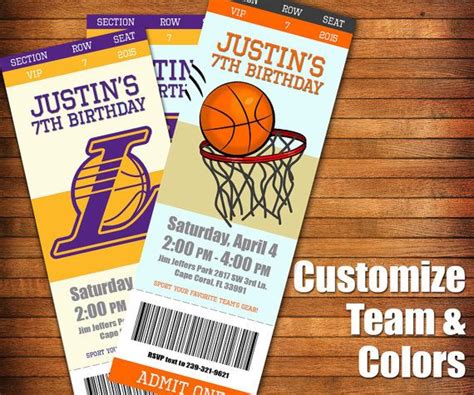 Basketball Invitation Basketball Game Ticket By Lilgiggs On Etsy