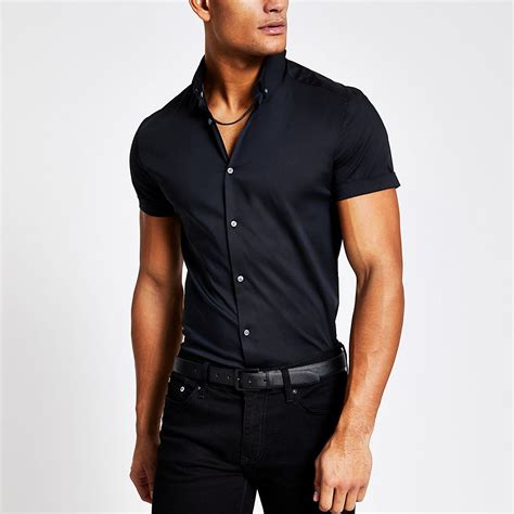 black muscle fit short sleeve shirt short sleeve dress shirt short sleeve dress shirt men