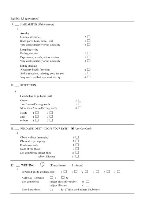 Printable Mini Mental Status Exam