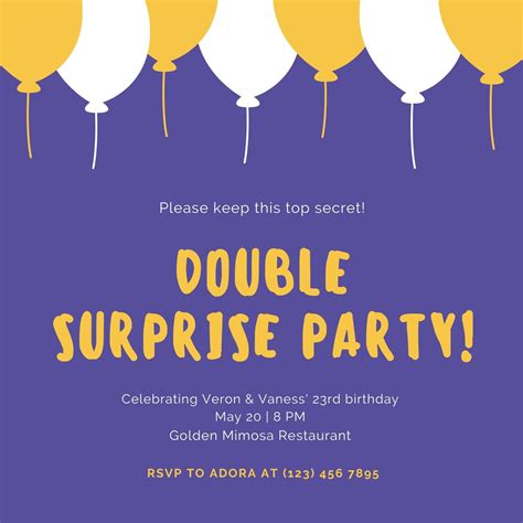 Free Custom Printable Surprise Party Invitation Templates Canva
