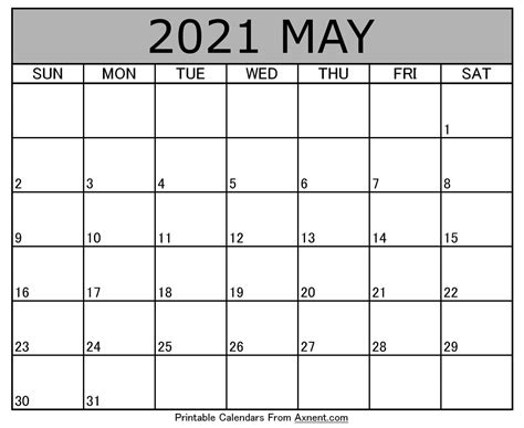 Practical, versatile and customizable may 2021 calendar templates. Printable May 2021 Calendar Template - Time Management ...