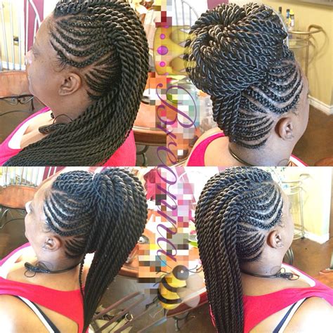 The goddess braids are done without having to use a braid. Needle Point Braids // Ghana Braids MoHawk with Senegalese ...