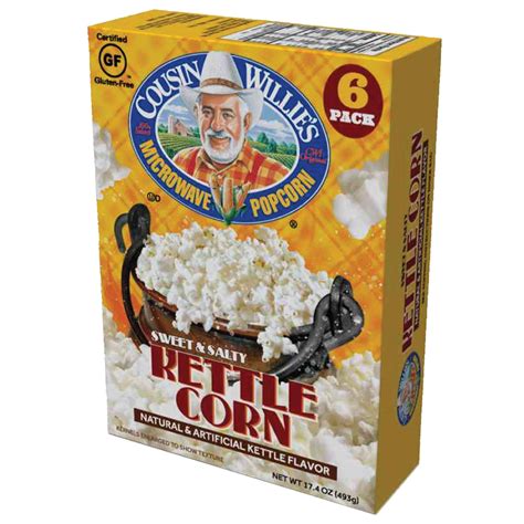Cousin Willies Kettle Corn Microwave Popcorn Case Of 86 Packs
