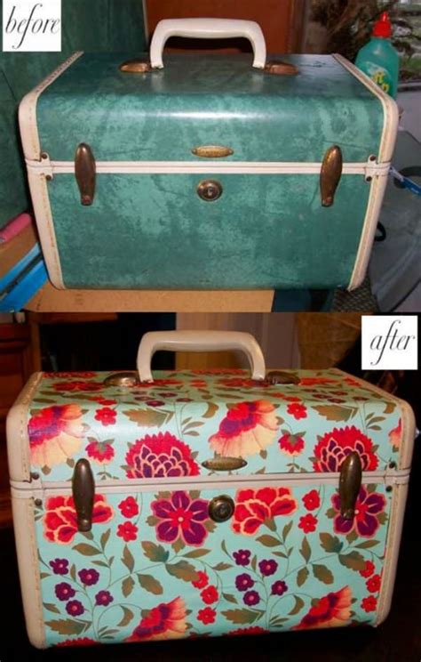 Mod Podge Suitcase Before And After Vintage Suitcases Decoupage