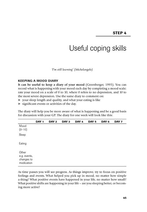 14 Coping Skills Depression Worksheet