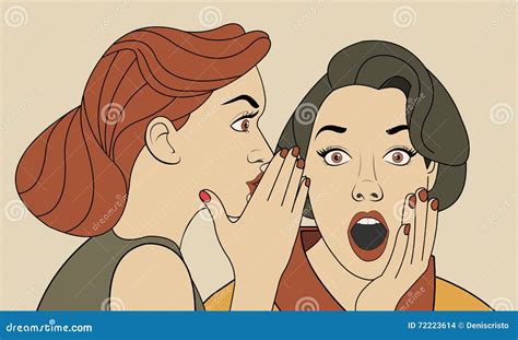 Beautiful Retro Woman Whispering A Gossip To Her Surprised Friend Stock Vector Illustration