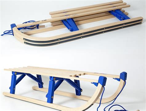 Folding Wooden Snow Sledge Traditional Davos 110 Cm Snow Sleds Online