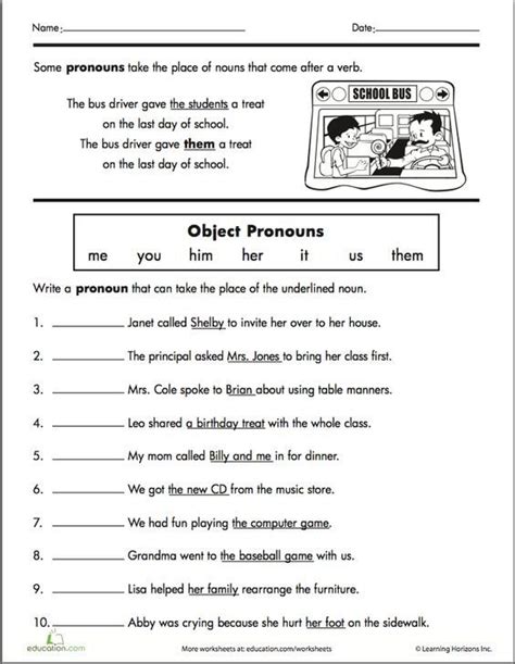 Subject And Object Pronoun Worksheet