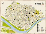 Map of Seville - Sevilla on map (Andalusia - Spain)