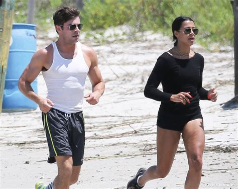 Zac Efron And Sami Miro Run On The Beach May 2015 Popsugar Celebrity