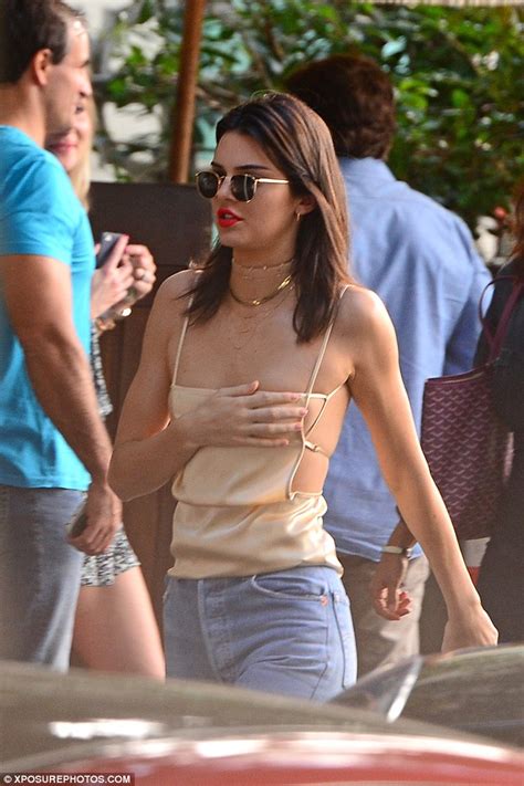 Braless Kendall Jenner Risks Wardrobe Malfunction In Gold Top On Miami