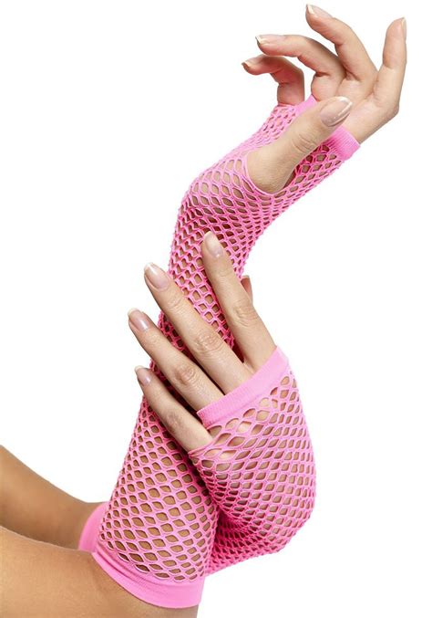 Women S Pink Fingerless Fishnet Gloves