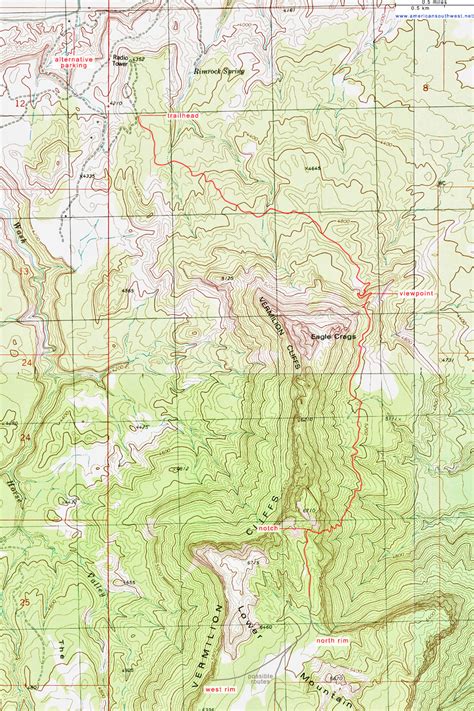Topographic Map Of The Eagle Crags Trail And Lower