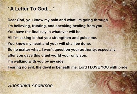 A Letter To God Poem By Shondrika Anderson Williams Poem Hunter
