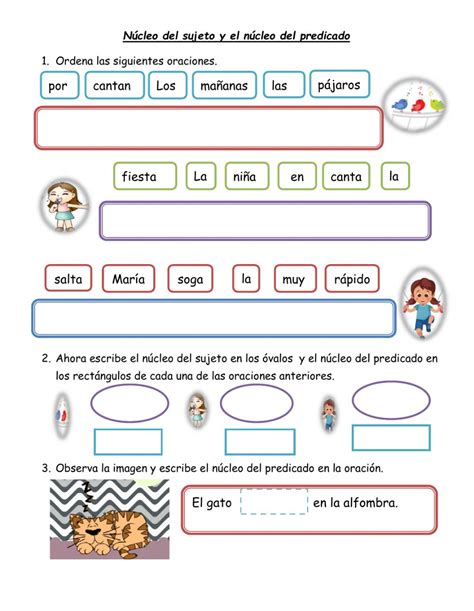 Ejercicio De El Núcleo Del Sujeto Y Núcleo Del Predicado