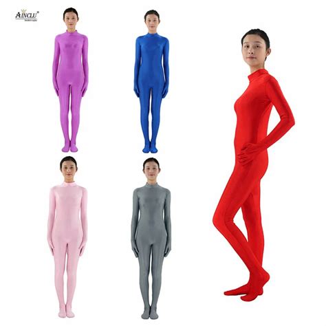 Ainclu Womens Spandex Nylon Lycra Zentai Multicolor Body Second Skin Tight Without Head