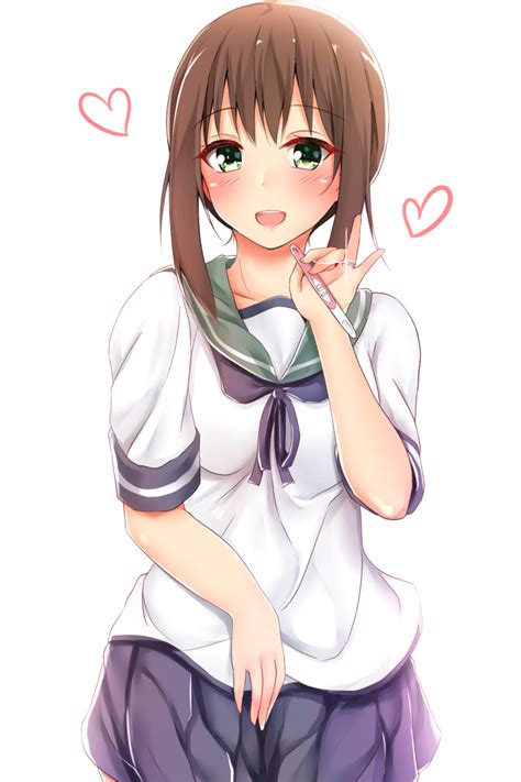 Safebooru 1girl D Blue Ribbon Blue Skirt Blush Breasts Brown Hair