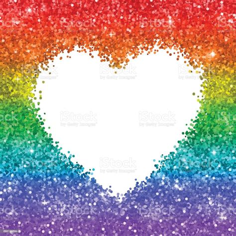 Rainbow Glitter Heart Frame On White Background Stock Vector Art And More