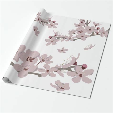 Cherry Blossoms Floating Flowers Wrapping Paper Zazzle Floating