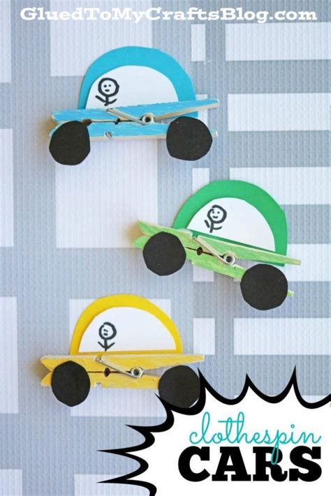 Paper And Clothespin Cars Wheelie Fun Kid Craft Idea Transportation