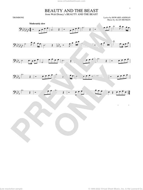 Beauty And The Beast Sheet Music For Trombone Solo Pdf