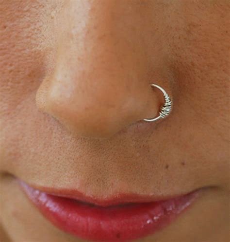 Gold Nose Ring Wire Wrapped Nose Ring Nose Ring Hoop Thin Etsy