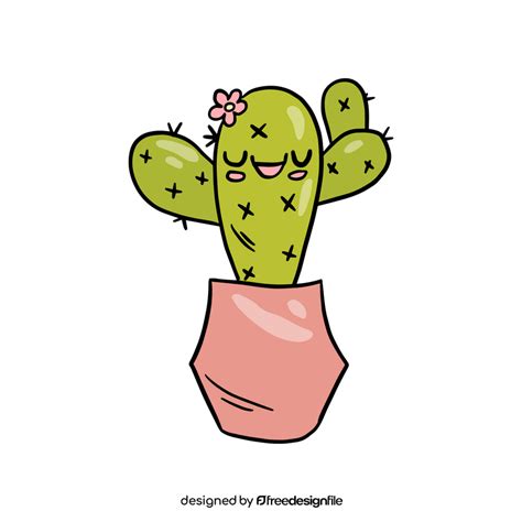 Kawaii Cactus Drawing Clipart Vector Free Download