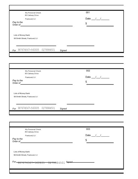 Personal Check Template Word Doctemplates