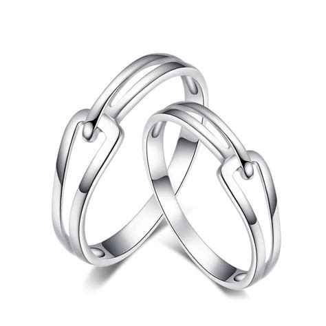 Interlocking Couple Promise Rings Set For Women And Men Simple Cute