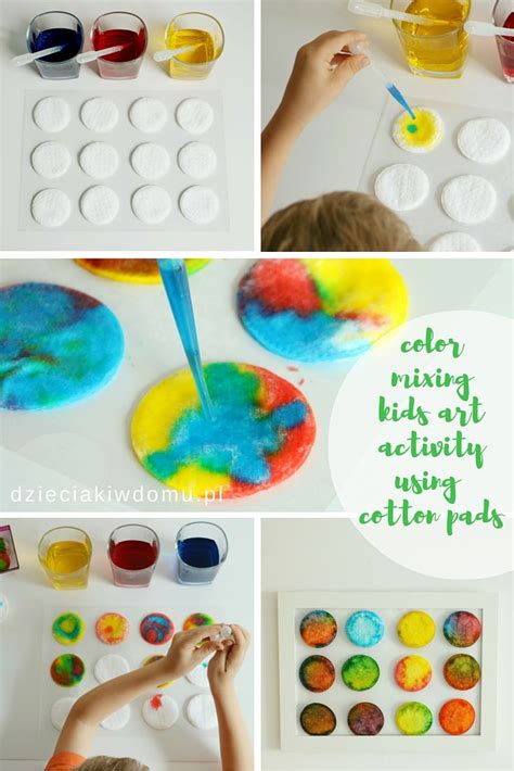 Color Mixing Kids Art Activity With Cotton Pads Kunst Für Kinder