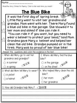Learn vocabulary, terms and more with flashcards, games and other study tools. First Grade Reading Comprehension Passages by Dana's ...