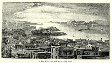 19th Century Usa San Francisco And The Golden Gate Stock Illustration