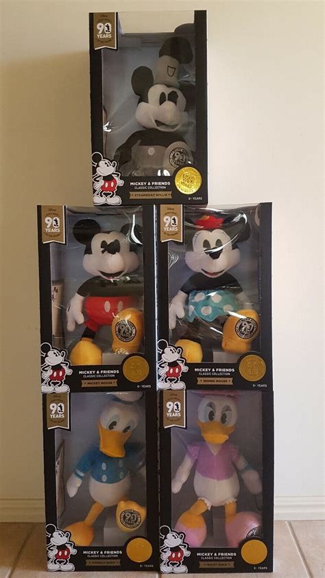 Disney Plush Character Toys Mickey Mouse 90th Anniversary Plush Set Of