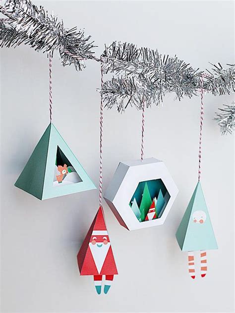 3d Christmas Ornaments 1 4 In A Set Printable Paper Etsy Christmas