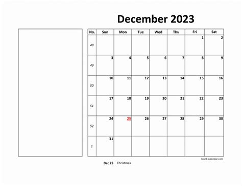 Free Download Printable December 2023 Calendar Large Box Holidays