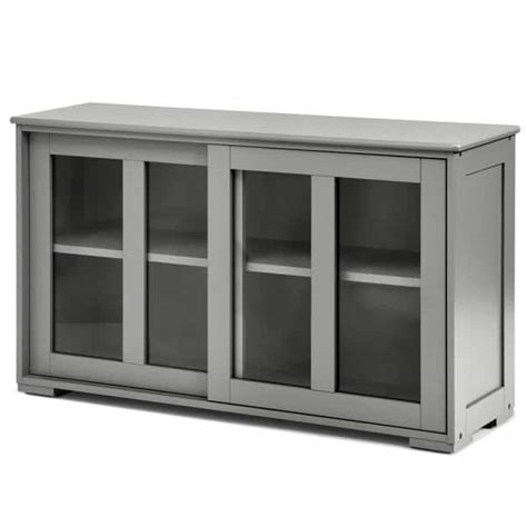 Costway Gray Kitchen Storage Cabinet Sideboard Buffet Cupboard With