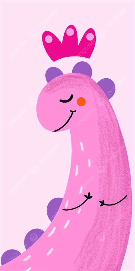 Pink And Purple Dinosaur Picture Wallpaper Wearing Cute Crown Mahkota