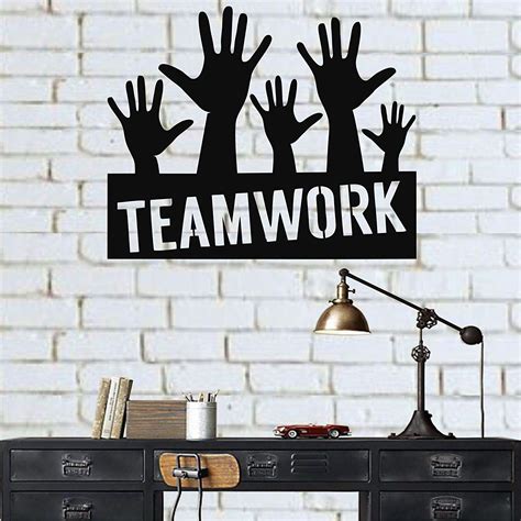 Lamodahome Metal Wall Art Teamwork 3d Wall Silhouette Metal Wall Decor