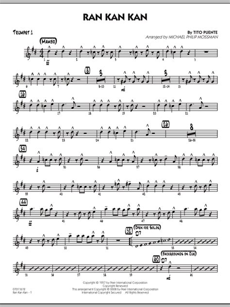Ran Kan Kan Trumpet 1 Sheet Music Michael Philip Mossman Jazz