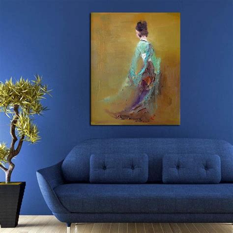 Canvas Oil Painting Chinese Ancient Woman Back View Home Decoration