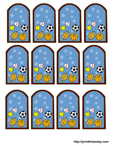 Download vintage baby shower gift tag. Free Sports themed Baby Shower Favor Tags Templates