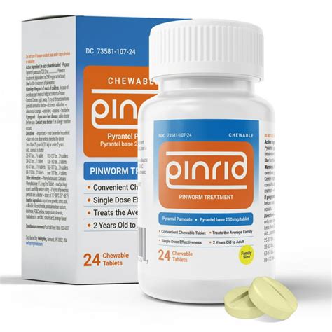 Pin Rid Pinworm Treatment Pyrantel Pamoate 250 Mg 24 Chewable