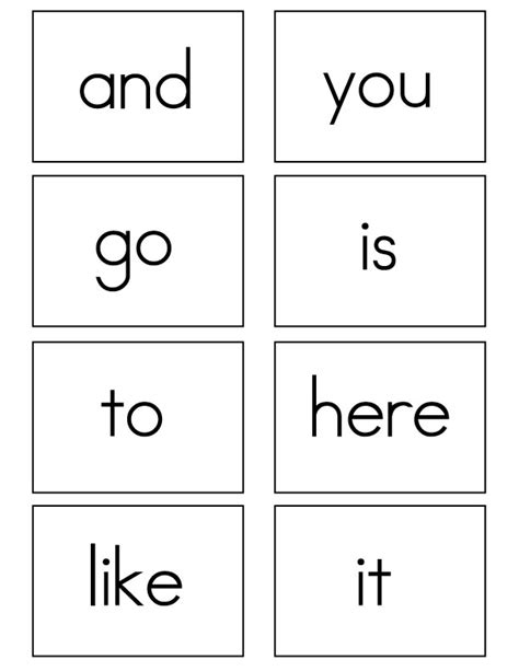 Kindergarten Sight Words Flash Cards Free Fabulous And Printable
