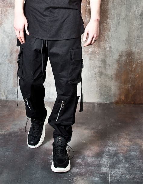 Bottoms Squared Cargo Pocket Techwear Pants 413 For
