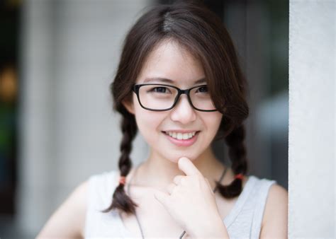 Wallpaper Autumn Outdoor Photoshoot Asian Girl Happy Smile Closeup Headshot Portrait