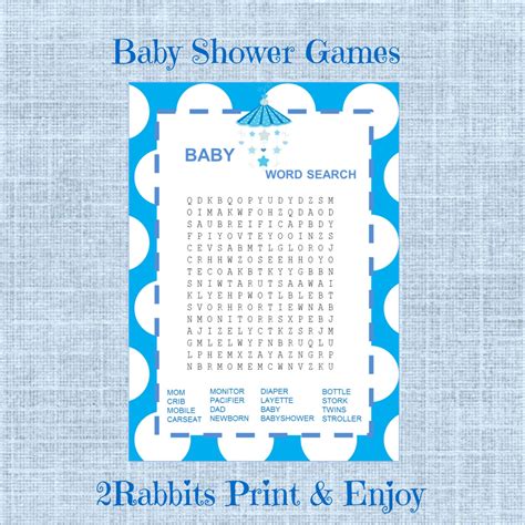 Baby Shower Word Search Game Boy Baby Shower Crossword Puzzle